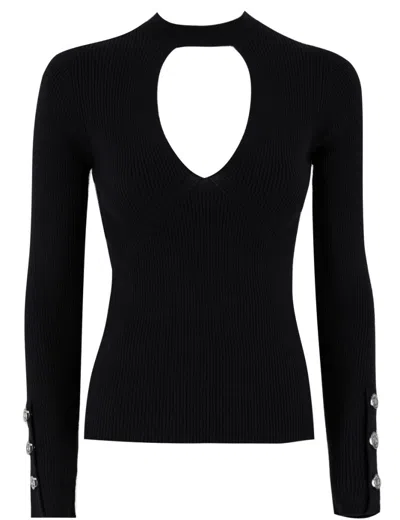 Pinko Ribbed Knit Wool Sweater With Cut-out Details