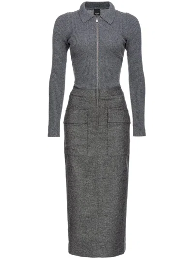 Pinko Ribbed-knit Zip-fastening Dress In Black