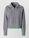 Pinko Ribbed Knitwear With High Collar And Contrast Trim In Gray