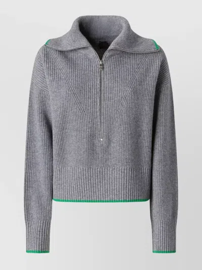 PINKO RIBBED KNITWEAR WITH HIGH COLLAR AND CONTRAST TRIM