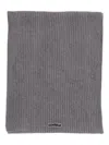 Pinko Ribbed Logo-label Scarf In Gray