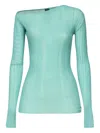 Pinko Ribbed Long-sleeve Top In Blue