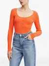 Pinko Ribbed Long-sleeved Top In Orange