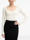 Pinko Ribbed Long-sleeved Top In White