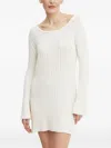 Pinko Ribbed Open-back Mini Dress In White