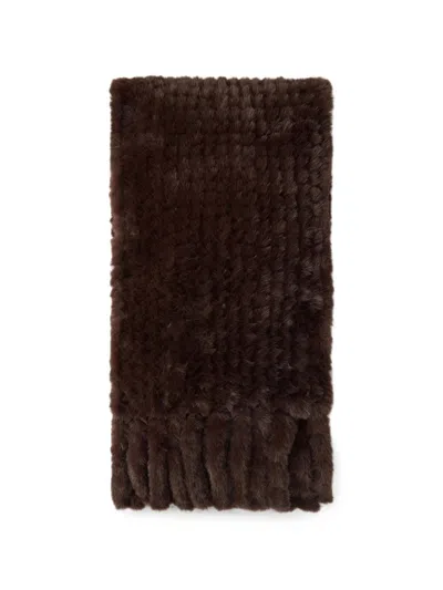 Pinko Ribbed Plush Scarf With Fringed Ends In Brown