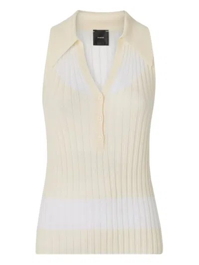 Pinko Ribbed Polo Top In Multi