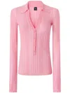 Shop Pinko Ribbed Polo Top In Pink