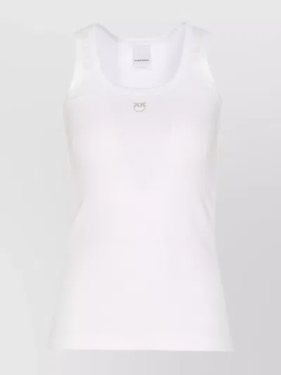 Pinko Tank Top With Love Bird Embroidery In Bright White