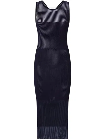 PINKO RIBBED SEE-THROUGH MIDI DRESS