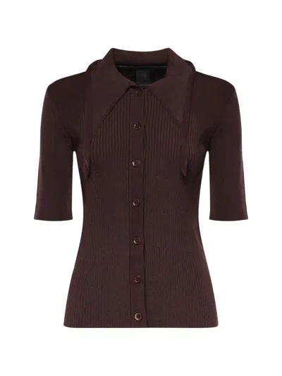 Pinko Ribbed Shirt In Brown