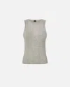 Pinko Sleeveless Ribbed Silk And Cashmere Top In Quarry Grey
