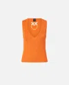 Pinko Ribbed Silk Blend Sleeveless Top In Arancione