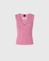 Pinko Ribbed Silk Blend Sleeveless Top In Mauve Ch. Luna