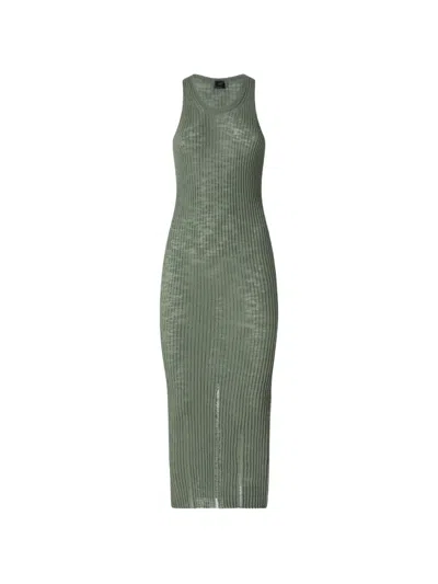 Pinko Ribbed Sleeveless Dress In Green