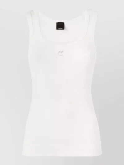 Pinko Cotton Tank Top With Love Birds Logo On The Front In White