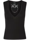 Pinko Ribbed Silk Blend Sleeveless Top In Black