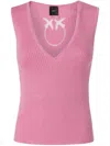 Pinko Ribbed Silk Blend Sleeveless Top In Pink