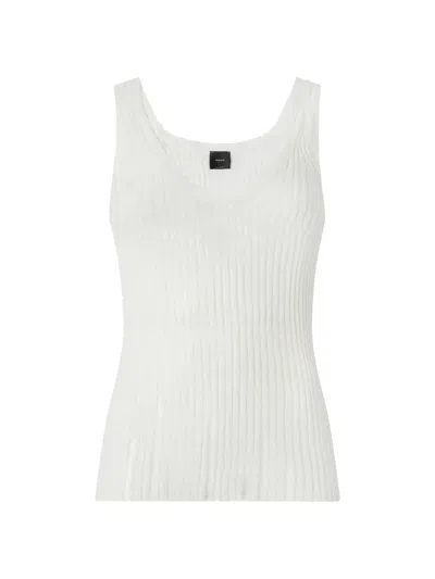 Pinko Ribbed Sleeveless Vest In White