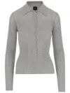 Pinko Ribbed Spread Collar Polo Top