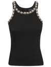 Pinko Vest Top With Shiny Embroidery In Black