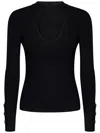PINKO PINKO RIBBED STRETCH WOOL BLEND CUT-OUT PULLOVER