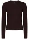 Pinko Fitted Brown Knitted Sweater In Brown
