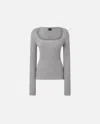 Pinko Ribbed Wool And Cashmere Sweater In Gris/blanc