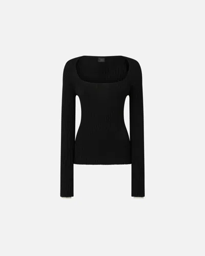 Pinko Ribbed Sweater In Wool And Cashmere In Noir/blanc