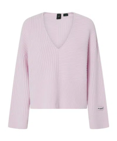 Pinko Ribbed Sweater In Purple