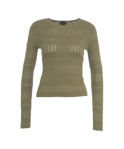 Pinko Ribbed Sweater With Glitter In Green