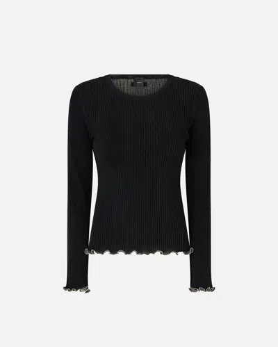 Pinko - Ribbed Sweater With Jewel Edges - L In Black