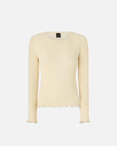 Pinko - Ribbed Sweater With Jewel Edges - Xs In White
