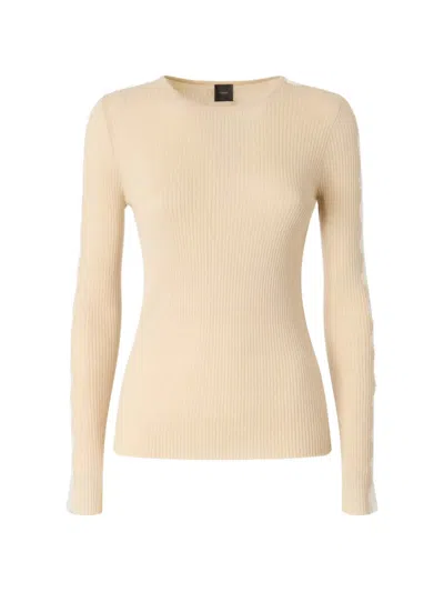 Pinko Ribbed Sweater With Lace In Neutral