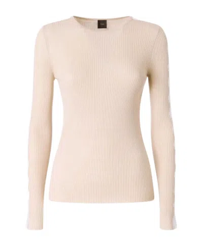 Pinko Ribbed Sweater With Lace In Pink