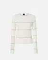 Pinko Ribbed Sweater With Metallic Stripes In Blanc-blanche-neige