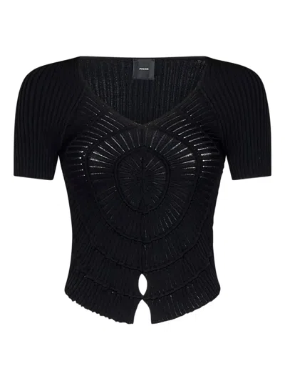 Pinko Ribbed T-shirt In Black