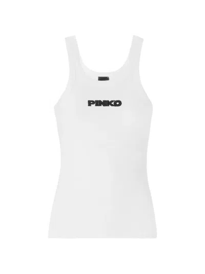 Pinko Ribbed Tank Top In White
