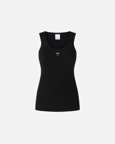 PINKO RIBBED VEST TOP WITH BIRDS LOGO