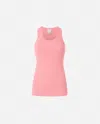Pinko Ribbed Tank Top With Bird Logo In Sunny Coral