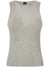 Pinko Sleeveless Ribbed Silk And Cashmere Top In Grau