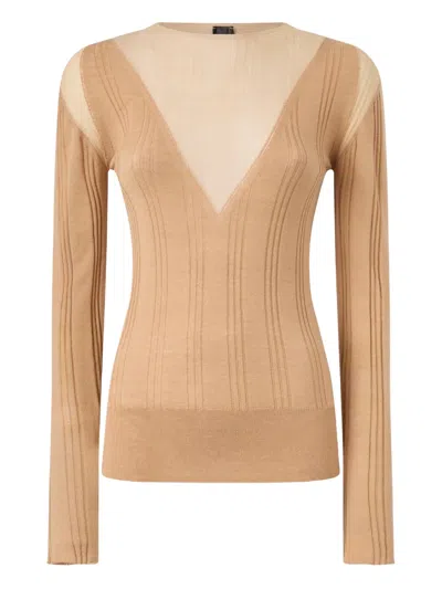 Pinko Ribbed Top In Brown