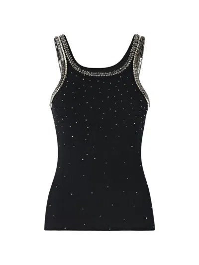 Pinko Ribbed Top With Bejewelled Embellishment In Animal Print