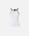 Pinko Ribbed Top With Bejewelled Embellishment In White