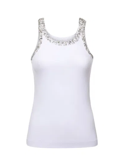 PINKO RIBBED TOP WITH JEWEL EMBROIDERY