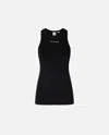 Pinko Crewneck Logo Ribbed Sleeveless Top In Black