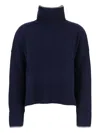 Pinko Falkland Wool And Cashmere Turtleneck Sweater In Blue