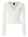 Pinko Ribbed V-neck Cardigan In White