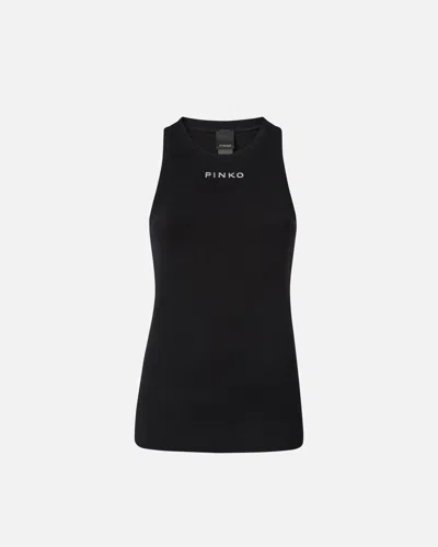 Pinko Ribbed Vest Top In Black