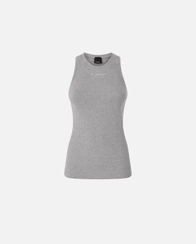 Pinko Ribbed Vest Top In Gray